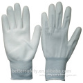 Thin White Polyester Liner PU Palm coated Hand Gloves Free Samples